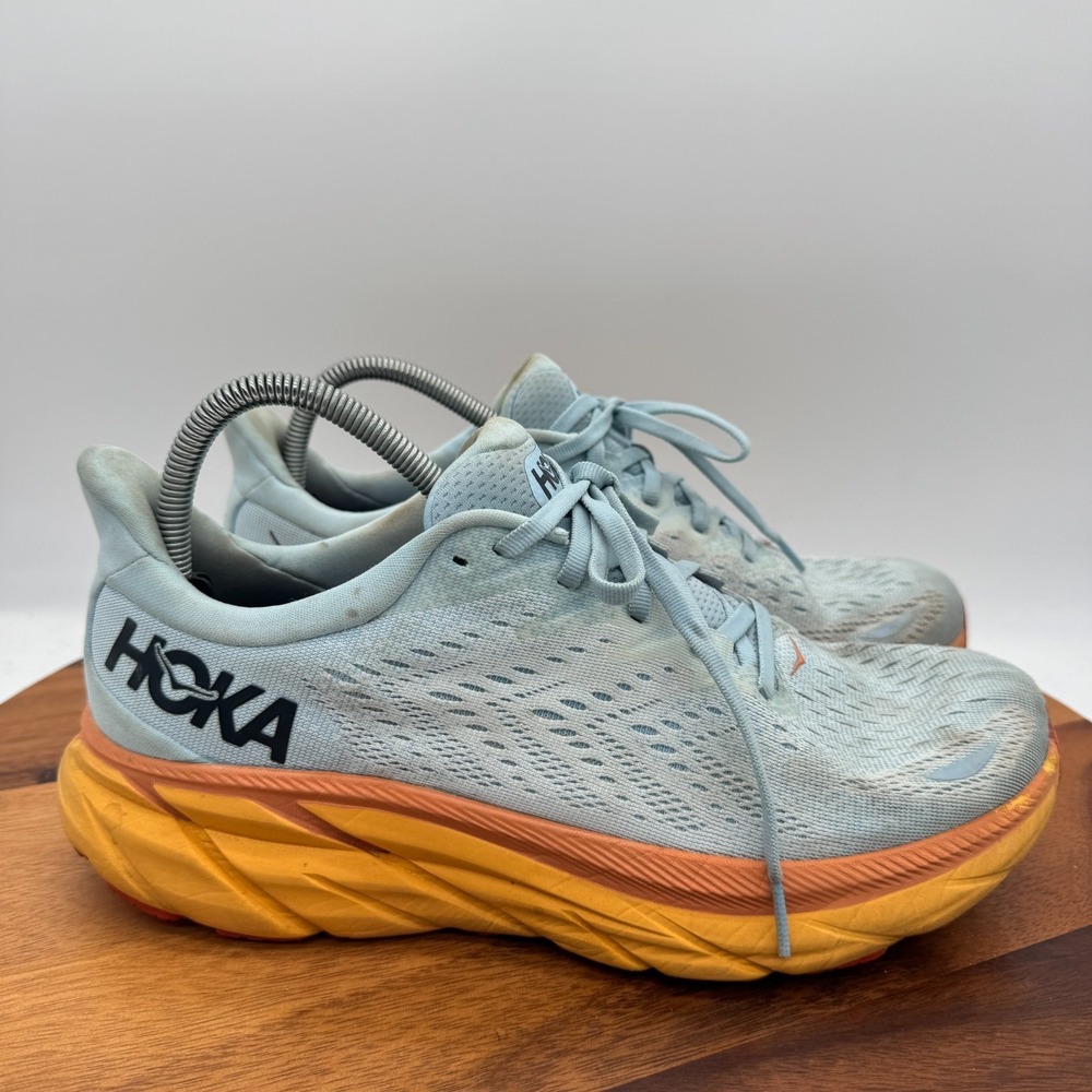 Hoka One One Clifton 8 Shoes Women's 10.5 Aqua Blue Running Athletic Sneakers